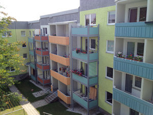 Neue Fassaden und Balkone in der Sonnenstraße, Chemnitz