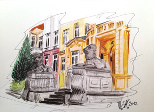 Zeichnung von V.Hilbert, Würzburger Straße